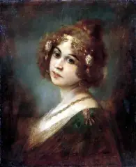 Theodor Recknagl, Rudowłosa tancerka - Tarantella, olej, płótno