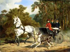 Juliusz Kossak, Przejażdżka powozem, olej, płótno