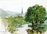 Anna Bilińska - Bohdanowiczowa, Pejzaż letni z drogą, akwarela, papier