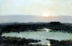 Wschodzące słońce by Wiktor Korecki, olej, tektura, sold Mar 2000