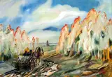 Jesień na Podolu by Julian Fałat, akwarela, karton, sold Dec 1999