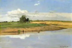 Henryk Grabiński, Polski pejzaż, olej, płótno
