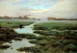 Zygmunt Józefczyk, Na mokradłach, olej, tektura