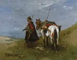 Na Dzikich Polach by Józef Brandt, olej, płótno, sold May 1999