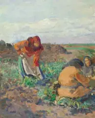 Leon Wyczółkowski, Kopanie buraków, 1911, olej, płótno