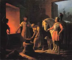 January Suchodolski, W kuźni, 1860-1869, olej, płótno