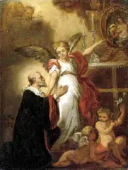Jan Matejko, Święty Jan Kanty z aniołem przy ołtarzu, olej, płótno