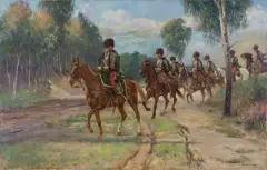 Kazimierz Pułaski, Oddział huzarów, olej, płótno