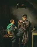 Ture Ander, Lekcja gry na flecie, olej, płótno