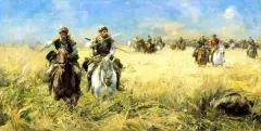 Alfred Wierusz-Kowalski, W pościgu za Tatarem, olej, płótno