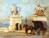 Place de la Concorde w Paryżu by Jan Stanisławski, olej, deska, sold Mar 1999