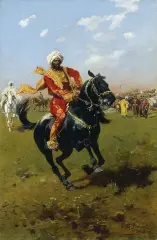 Józef Brandt, Próba konia, olej, płótno