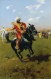 Próba konia by Józef Brandt, olej, płótno, sold Mar 1999