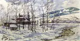 Pejzaż zimowy z Bystrej by Julian Fałat, akwarela, papier, sold Dec 1998