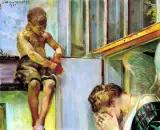 Chłopiec i Chimera by Jacek Malczewski, olej, tektura, sold Dec 1998