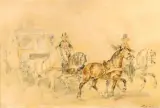 Piotr Michałowski, Dyliżans, akwarela, papier