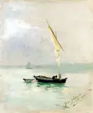 Anna Bilińska - Bohdanowiczowa, Żaglówki w Pourville, olej, tektura