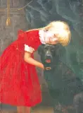 Fritz Douzette, Dziewczynka z przyjacielem, olej, deska
