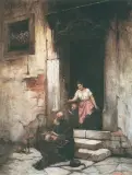 Kazimierz Mirecki, Lirnik przed domem, olej, płótno