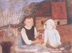 Tadeusz Makowski, Powrót ze spaceru, olej, tempera, płótno