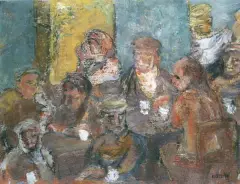 Henryk Gotlib, Robotnicy przy piwie, olej, płótno