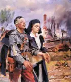 Ranny żołnierz by Wojciech Kossak, olej, płótno, offered Jun 1998