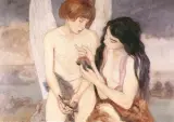 Scena symboliczna by Vlastimil Hofman, olej, tektura, sold Jun 1998