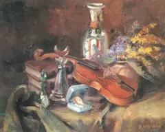 Jules Emmanuel Valadon, Martwa natura ze skrzypcami, olej, płótno