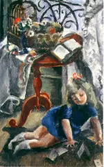 Domki z kart by Alice Halicka, olej, płótno, sold Mar 1998