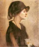 Portret z astrami by Alfons Karpiński, olej, płótno, sold Mar 1998