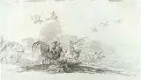 Jean-Pierre Norblin de La Gourdaine, Wojna kokosza - karykatura sceny batalistycznej