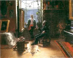 Wincenty Trojanowski, Krytyk u artysty, olej, płótno