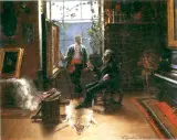 Wincenty Trojanowski, Krytyk u artysty, olej, płótno