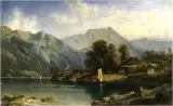 Adolf Mosengel, Nad alpejskim jeziorem, olej, płótno