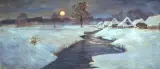 Konstanty Kietlicz-Rayski, Pejzaż zimowy, pastel, akwarela, tektura