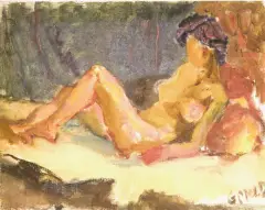Henryk Gotlib, Akt leżącej kobiety, olej, płótno