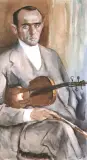 Portret skrzypka Pawła Kochańskiego by Julian Fałat, akwarela, karton, offered Dec 1997