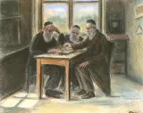 Artur Markowicz, Gra w szachy, pastel, karton