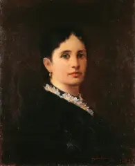 Adam Badowski, Portret damy w czarnej sukni, olej, płótno