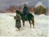 Jerzy Kossak, Żołnierze napoleońscy w odwrocie, olej, płótno