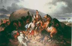 Józef Brodowski, Na polu bitwy, olej, płótno