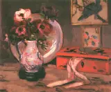 Józef Pankiewicz, Martwa natura z anemonami i czerwoną szkatułką, olej, płótno