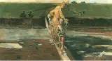 Ślepy faun prowadzony przez dzieci by Jacek Malczewski, olej, płótno, sold Oct 1997