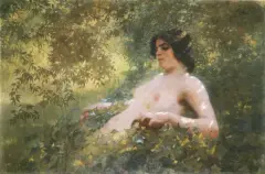 Edward Okuń, Driada - boginka leśna, olej, płótno