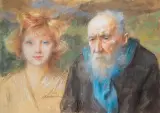 Teodor Axentowicz, Starość i młodość, pastel, karton