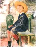 Synek artysty w ogrodzie by Jacek Malczewski, olej, tektura, sold Oct 1997