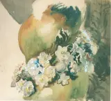 Leon Wyczółkowski, Girlanda kwiatów, akwarela, karton
