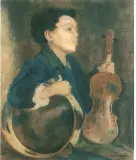 Leon Lewkowicz, Mały muzykant, pastel, papier