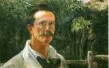 Autoportret by Vlastimil Hofman, olej, tektura, sold Jun 1997