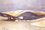 Pejzaż zimowy w Bystrej by Julian Fałat, akwarela, karton, sold Mar 1997